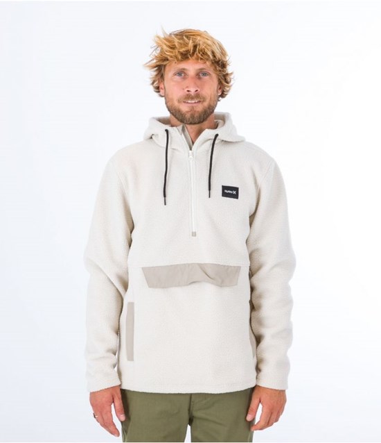 Hurley Anorak 1/4 Zip Anorak Sherpa Bone | 35OFUCRLJ