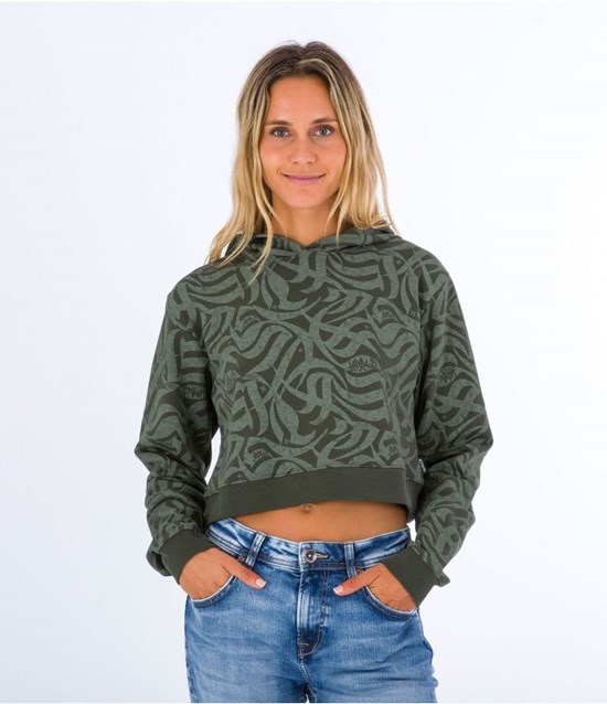 Hurley Hoodie Ocencare Full Print Olivgrün | 93NJOMETD