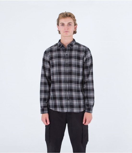 Hurley Shirt Flannel Portland Organic Schwarz | 02NMQFYZT