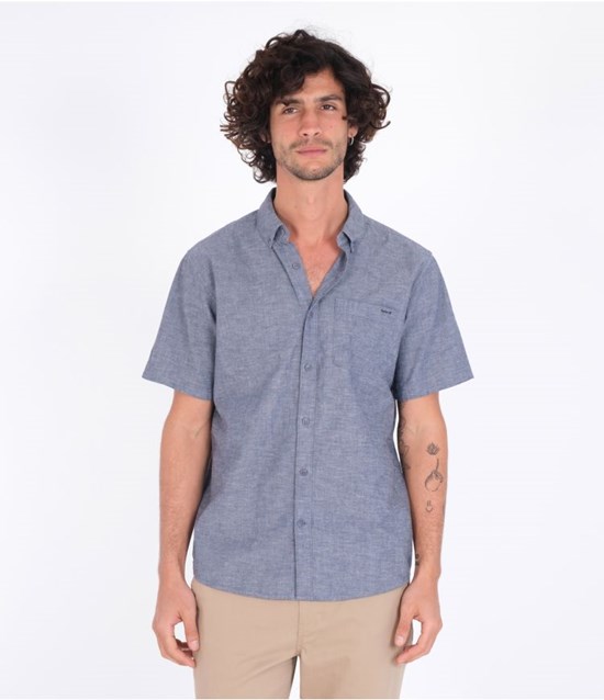 Hurley Shirt Kurzes Sleeve O&o Space Dye Navy | 24CLJZNOF