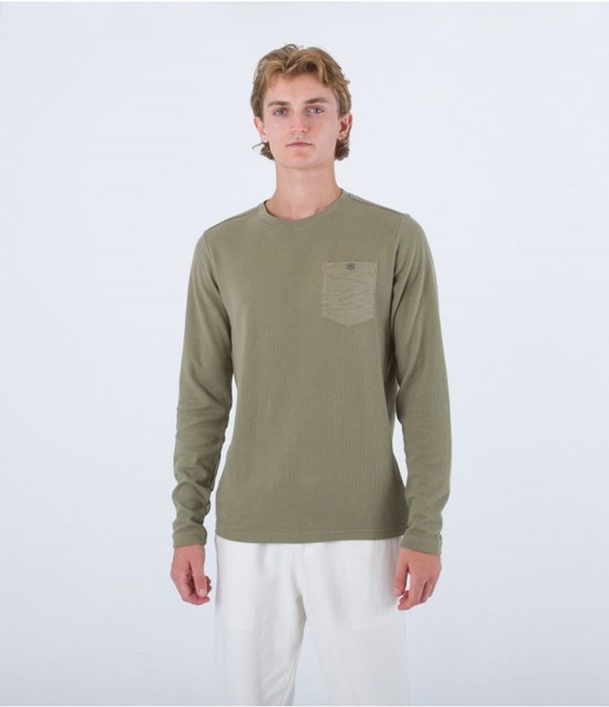 Hurley Sweatshirt Crew Neck Felton Thermal Crew Army | 16VUORWBY