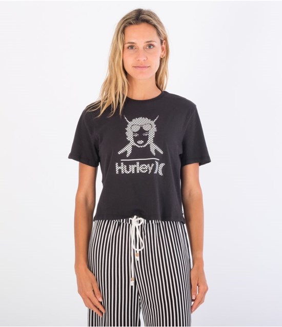 Hurley T-shirt Kurzes Sleeve Bgs Cropped Crew Caviar | 39JHCVNAE