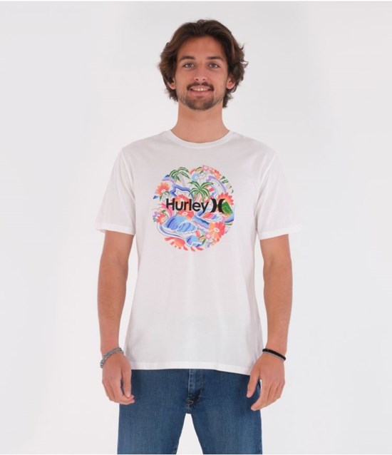 Hurley T-shirt Kurzes Sleeve Evd Wash Paradise Trip Weiß | 82RPKNCYZ