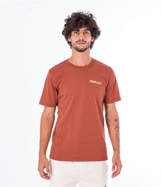 Hurley T-shirt Kurzes Sleeve Everyday Explore Reflector Zion Rust | 62RMUXBQD