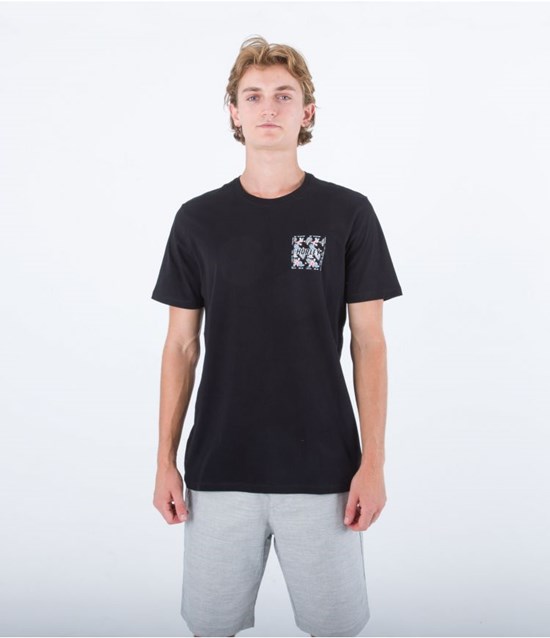 Hurley T-shirt Kurzes Sleeve Everyday Four Corners Schwarz | 67WTQFSMO