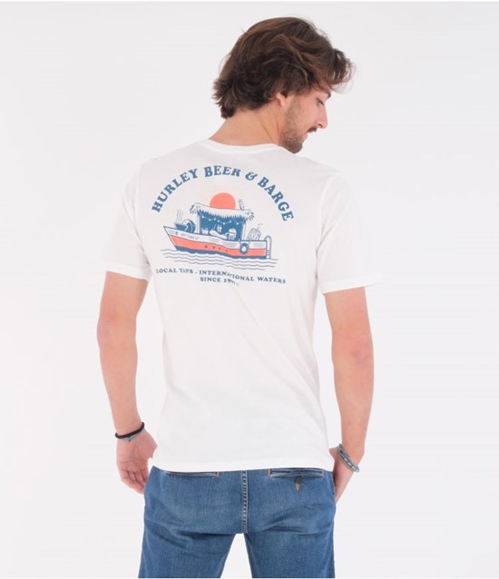 Hurley T-shirt Kurzes Sleeve Everyday Washed Beer And Barge Weiß | 16GFKZVBP