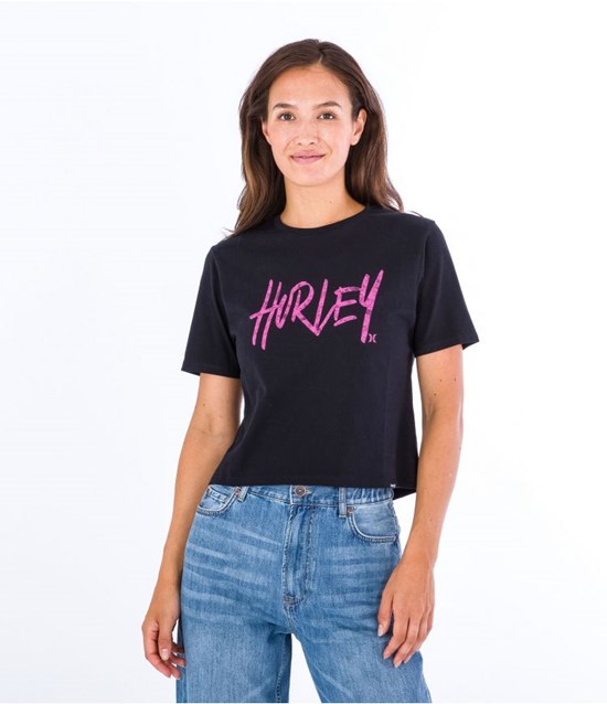 Hurley T-shirt Kurzes Sleeve Oceancare Washed Schwarz | 03PVGITUY
