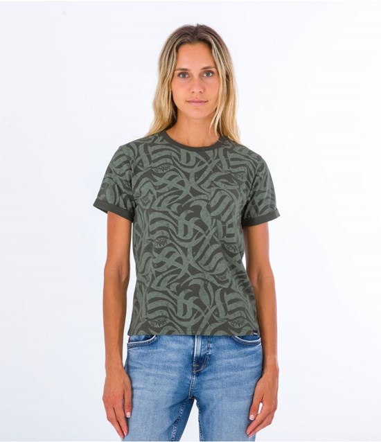 Hurley T-shirt Kurzes Sleeve Ocencare Full Print Olivgrün | 32FVNLWAM