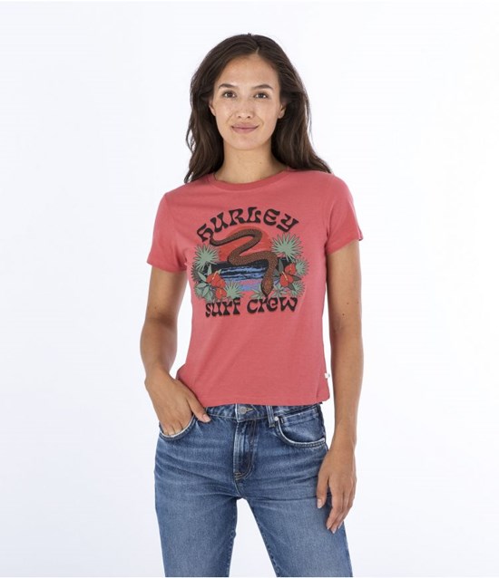 Hurley T-shirt Kurzes Sleeve Slither Perfect Rot | 94HWYQOXZ