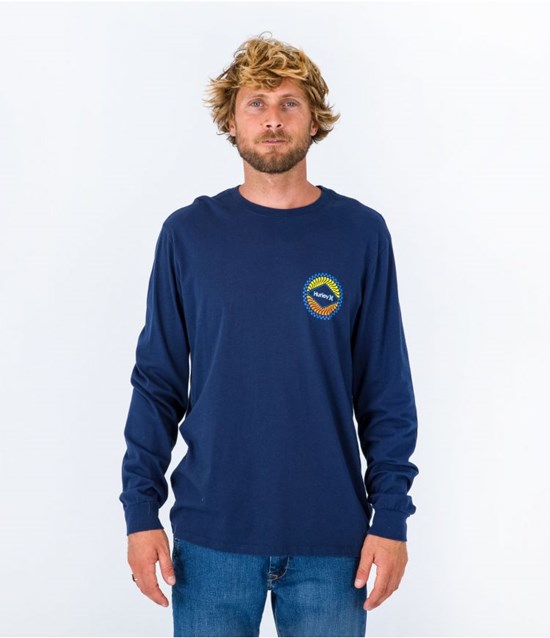 Hurley T-shirt Long Sleeve Everyday Circular Night Force | 58XPSQVON