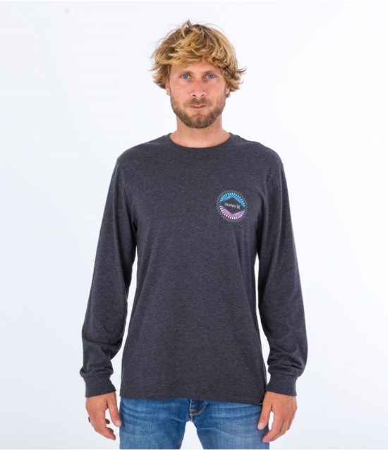 Hurley T-shirt Long Sleeve Everyday Circular Schwarz | 93IMQZJXK