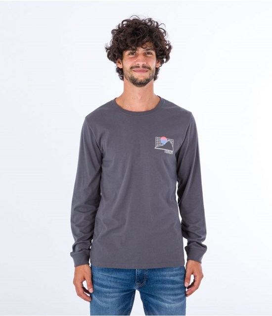Hurley T-shirt Long Sleeve Everyday Explore The Great Outdoors Grau | 31EUKPQNB