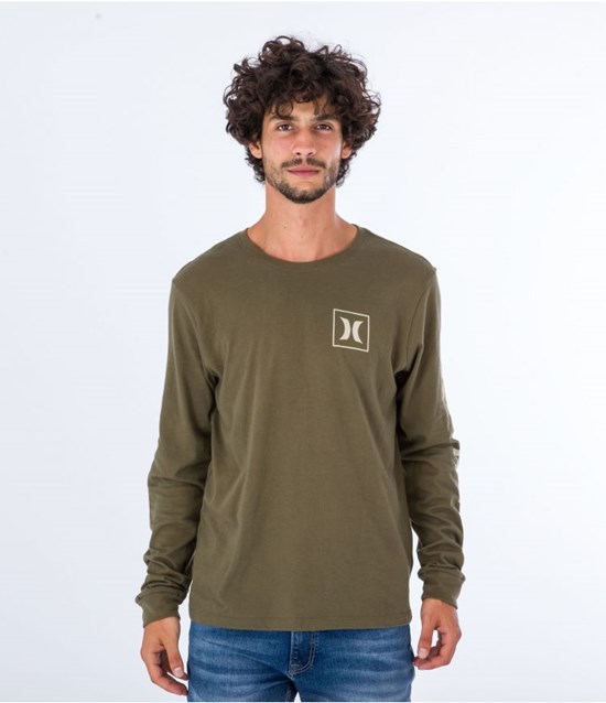 Hurley T-shirt Long Sleeve Everyday O&o Icon Olivgrün | 07OBDPKVX