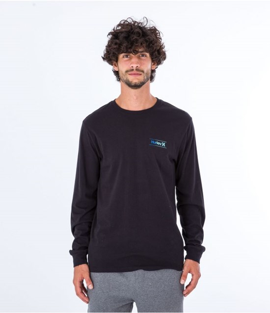 Hurley T-shirt Long Sleeve Everyday O&o Slashed Schwarz | 42CQTVPUE