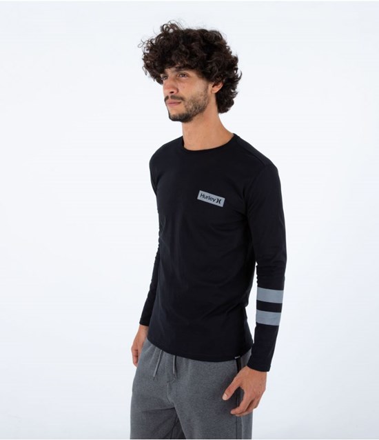 Hurley T-shirt Long Sleeve Oceancare Block Party Schwarz | 42RVUIMZY