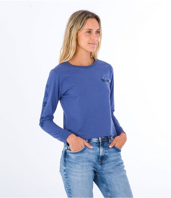 Hurley T-shirt Long Sleeve Oceancare Mona Indigo | 59QVLXZEM