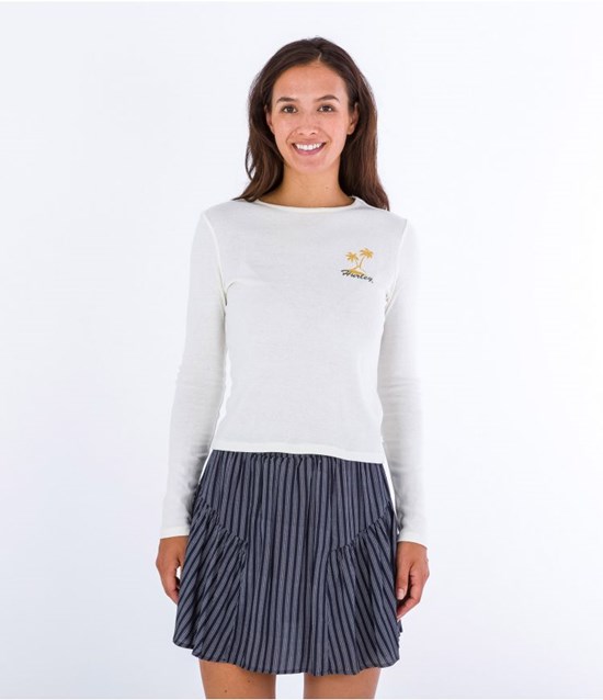 Hurley T-shirt Long Sleeve Sna Rib Baby Weiß | 56HBRVCUI