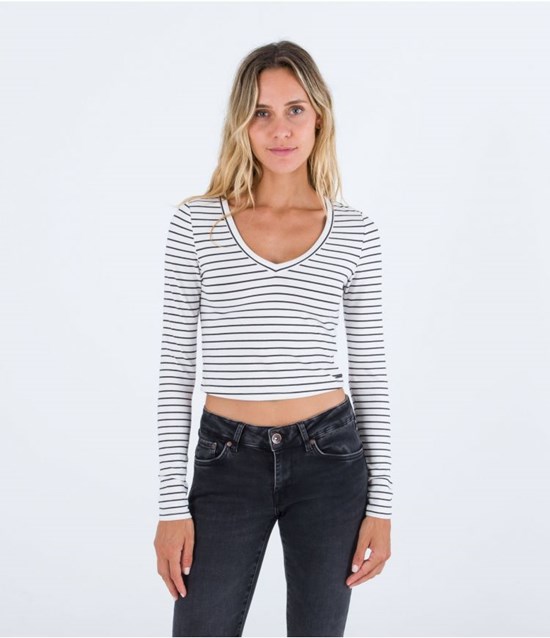 Hurley T-shirt Long Sleeve Sophie Fitte Streifen | 62JQEMLUD