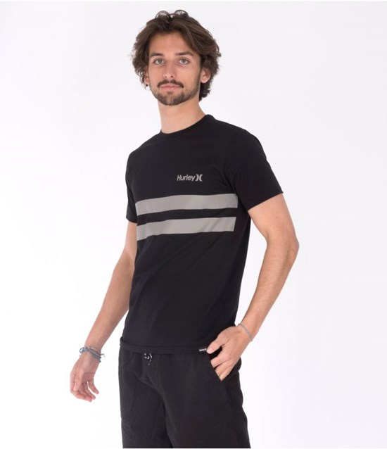 Hurley T-shirt Print Oceancare Block Party Ss Schwarz | 81PJIWMZF