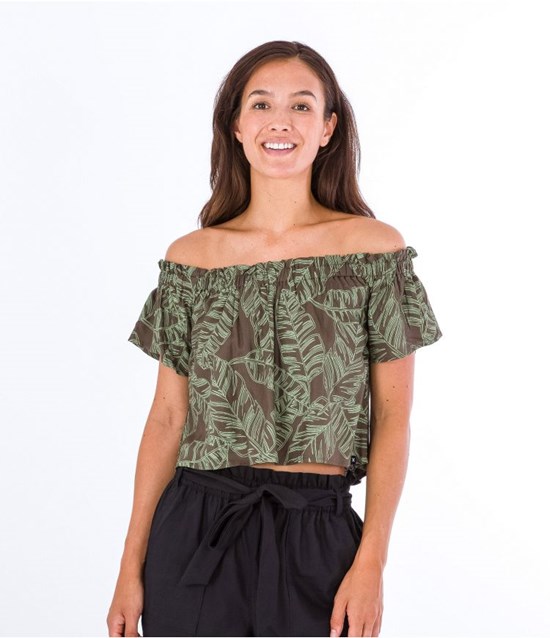 Hurley Top Fluid Off Shoulder Olivgrün | 53MSQGRHE