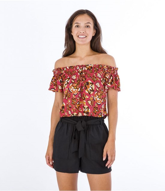 Hurley Top Fluid Off Shoulder Retro Floral | 25POWXIDK