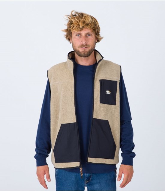 Hurley Vest Sherpa Midland Burrito Khaki | 96RWPZNJG