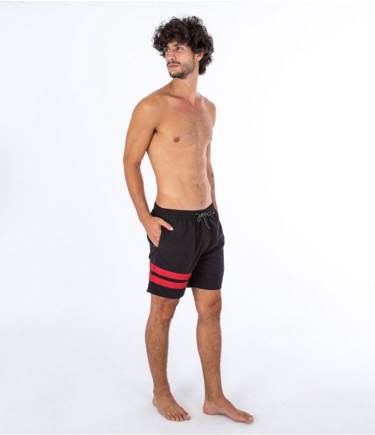 Hurley Boardshort With Pocket Block Party Volley Schwarz Rot | 57BDFMLAC