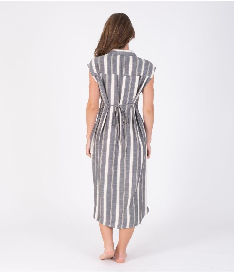 Hurley Button Front Midi Shirt Kleider - Dresses And Overalls Streifen | 79AGSBPVE