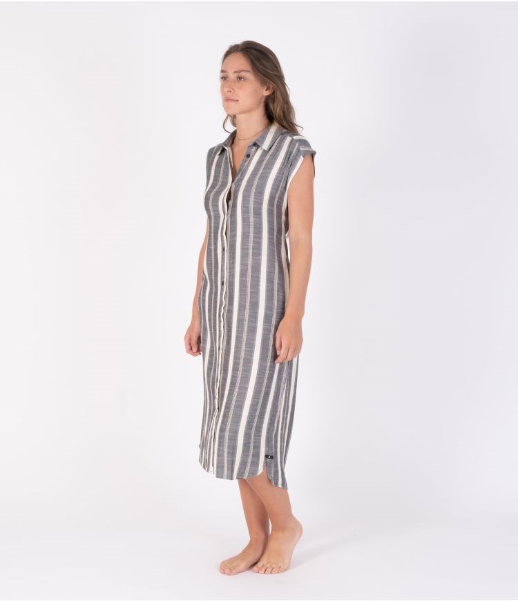 Hurley Button Front Midi Shirt Kleider - Dresses And Overalls Streifen | 79AGSBPVE
