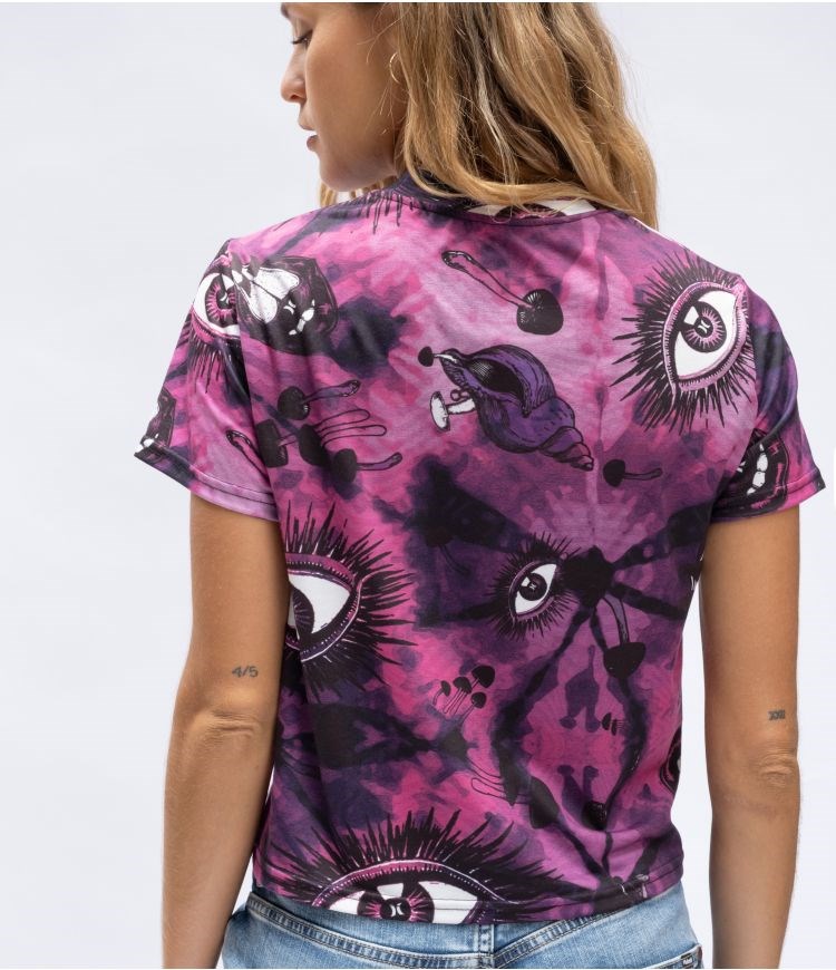 Hurley Elrow Eyes Allover Cropped Tee Tops And T-shirts Rosa | 84YHJRUSE