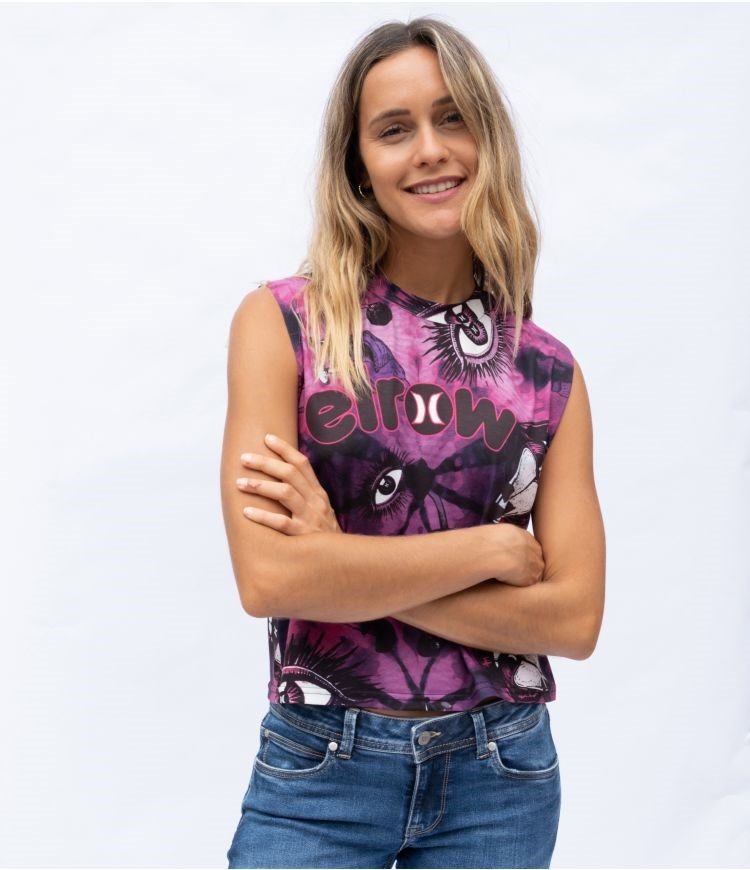 Hurley Elrow Eyes Cropped Logo Tank Tops And T-shirts Rosa | 75JEFTMIP