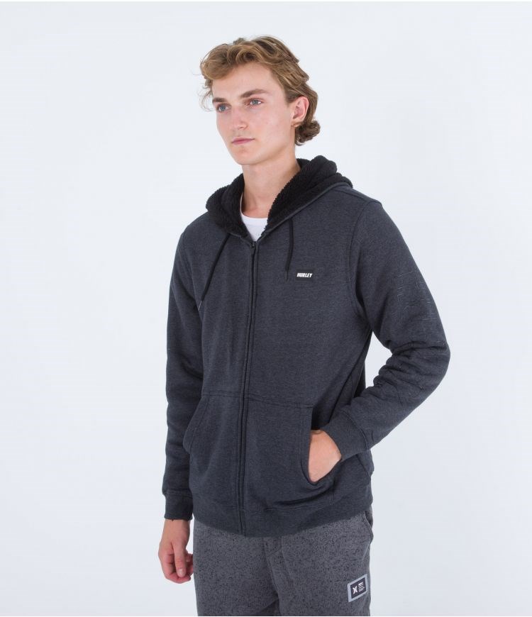 Hurley Hoodie Full Zip Fastlane Burrito Grau | 72DTKIHCY