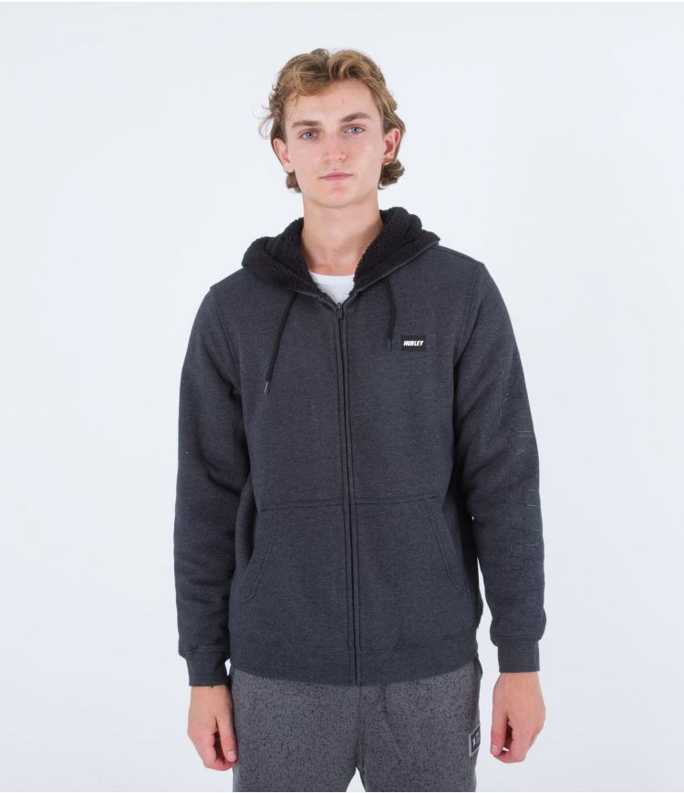 Hurley Hoodie Full Zip Fastlane Burrito Grau | 72DTKIHCY
