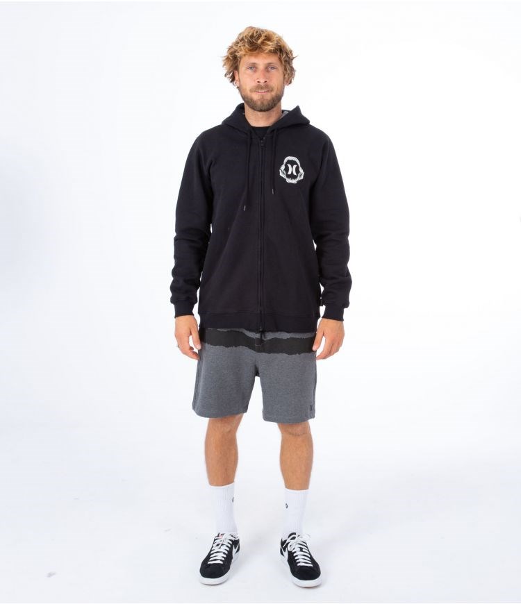 Hurley Hoodie Full Zip Oceancare Back Print Schwarz | 78COQBFAW