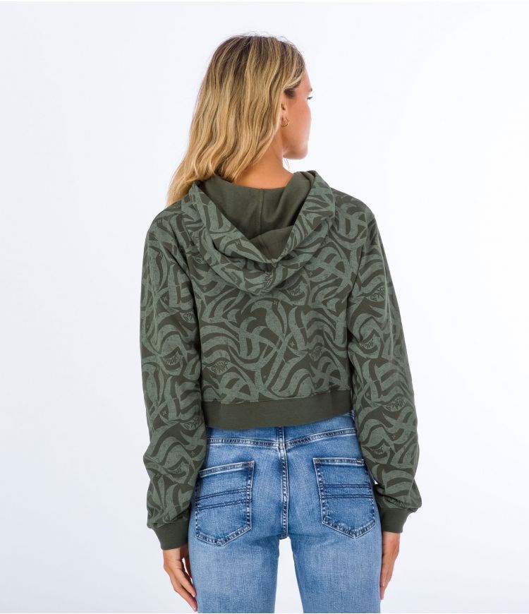 Hurley Hoodie Ocencare Full Print Olivgrün | 93NJOMETD
