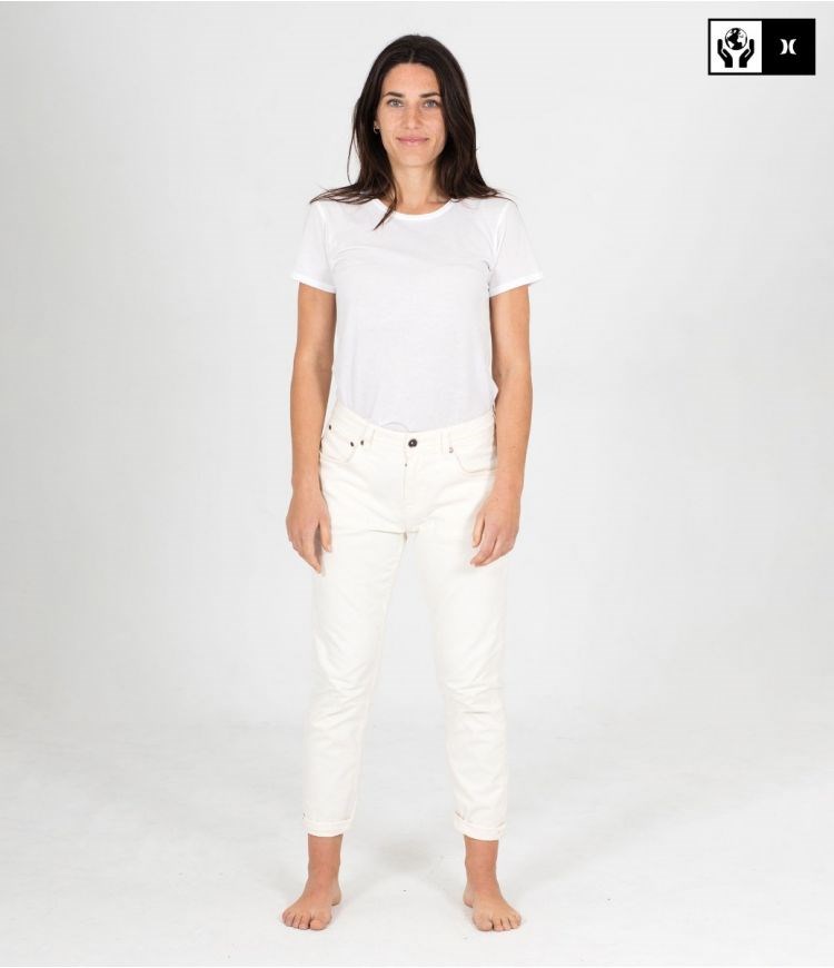 Hurley Laney Mom Oceancare Denim Pant Bottoms Weiß | 74ZDBTEWC