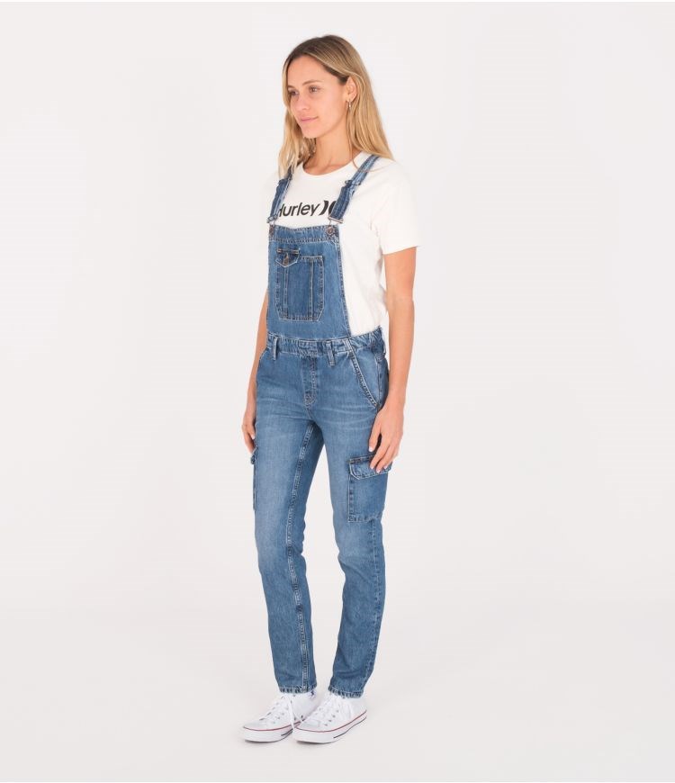 Hurley Oceancare Denim Dungaree Bottoms Blau | 19FEKYLNJ