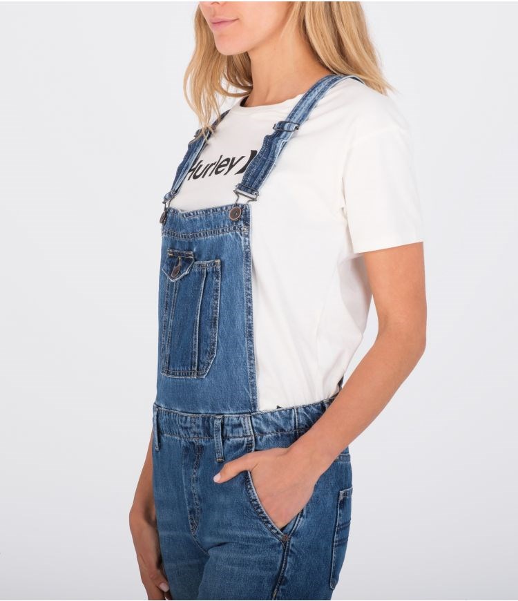 Hurley Oceancare Denim Dungaree Bottoms Blau | 19FEKYLNJ