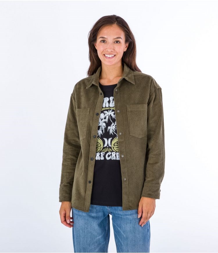 Hurley Overshirt Oceancare Corduroy Olivgrün | 20IZQGMTK