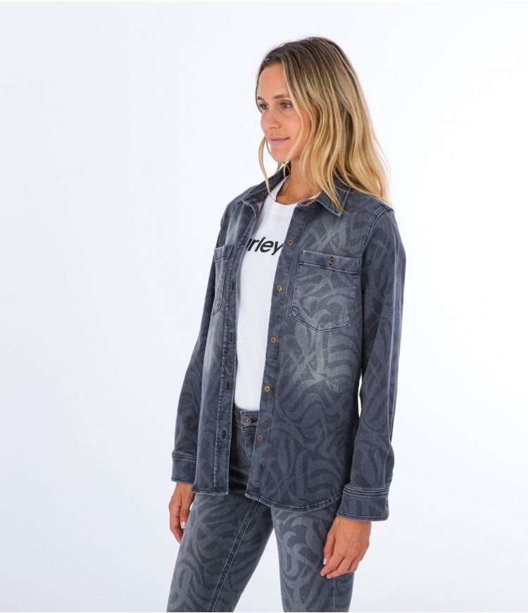 Hurley Shirt Denim Oceancare Schwarz | 05LRPVWKD
