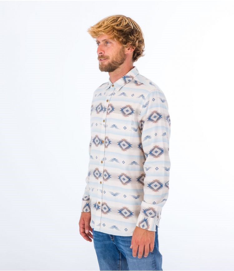 Hurley Shirt Flannel Portland Organic Barely Bone | 96HNGFSMA