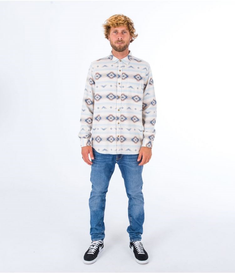 Hurley Shirt Flannel Portland Organic Barely Bone | 96HNGFSMA