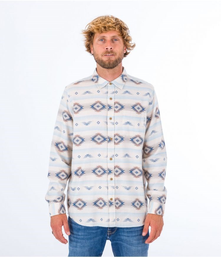 Hurley Shirt Flannel Portland Organic Barely Bone | 96HNGFSMA