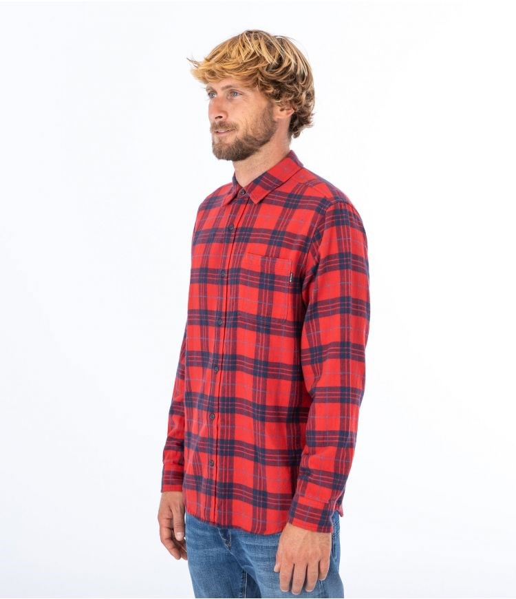 Hurley Shirt Flannel Portland Organic Königsblau Rot | 68CZXINWL