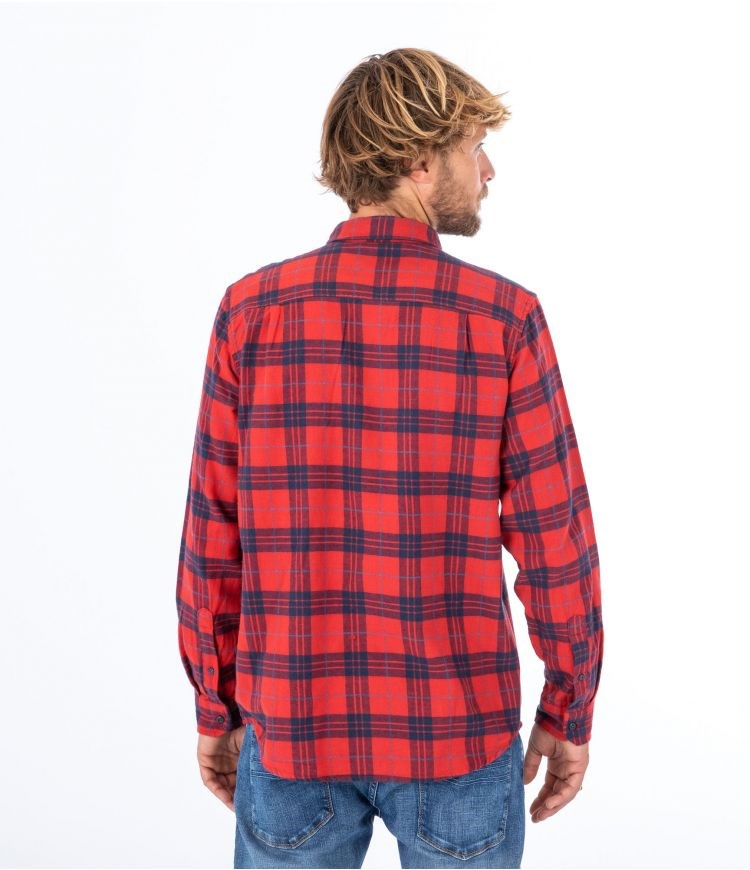Hurley Shirt Flannel Portland Organic Königsblau Rot | 68CZXINWL