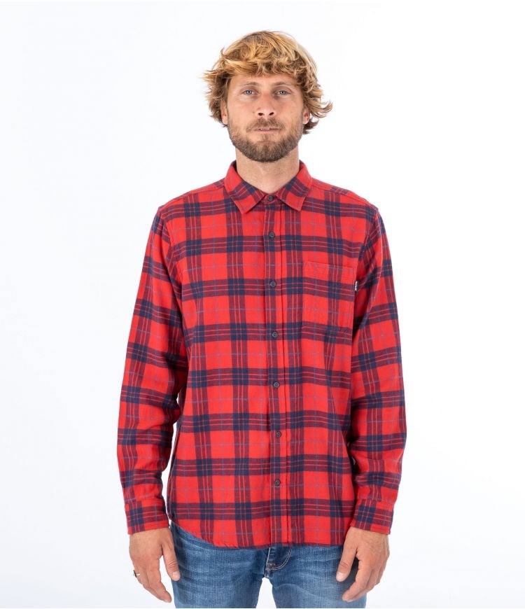 Hurley Shirt Flannel Portland Organic Königsblau Rot | 68CZXINWL