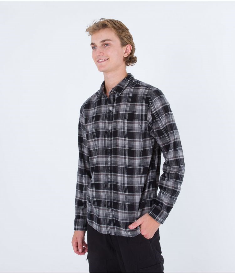 Hurley Shirt Flannel Portland Organic Schwarz | 02NMQFYZT