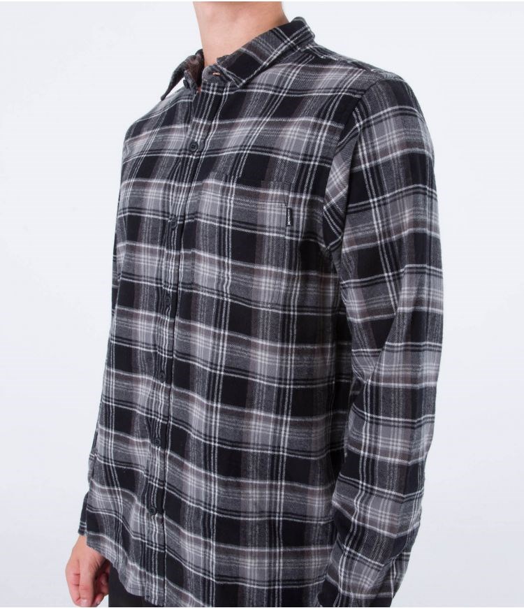 Hurley Shirt Flannel Portland Organic Schwarz | 02NMQFYZT