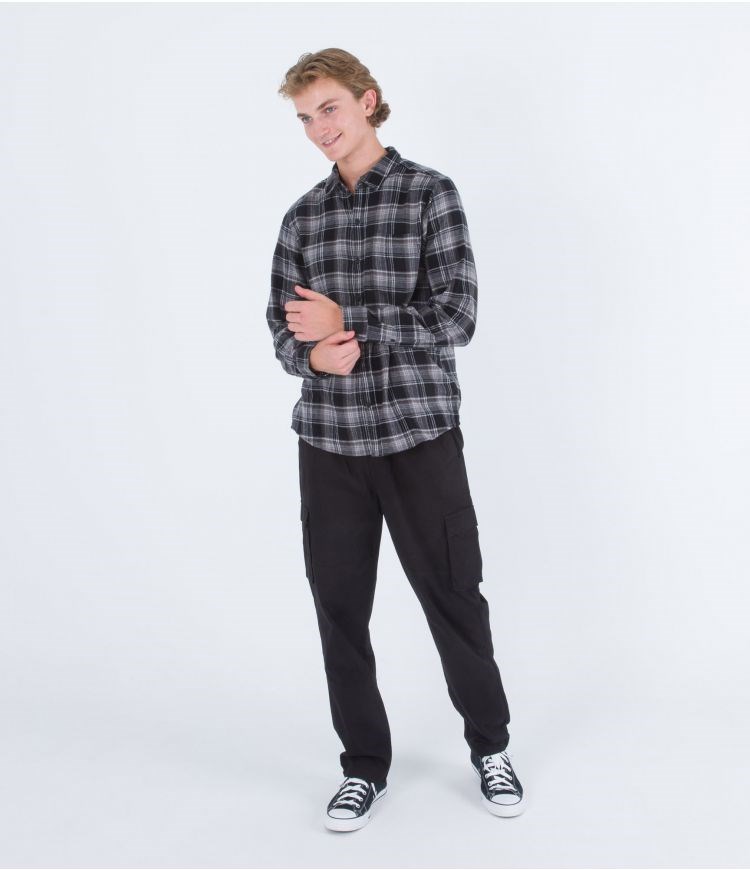 Hurley Shirt Flannel Portland Organic Schwarz | 02NMQFYZT
