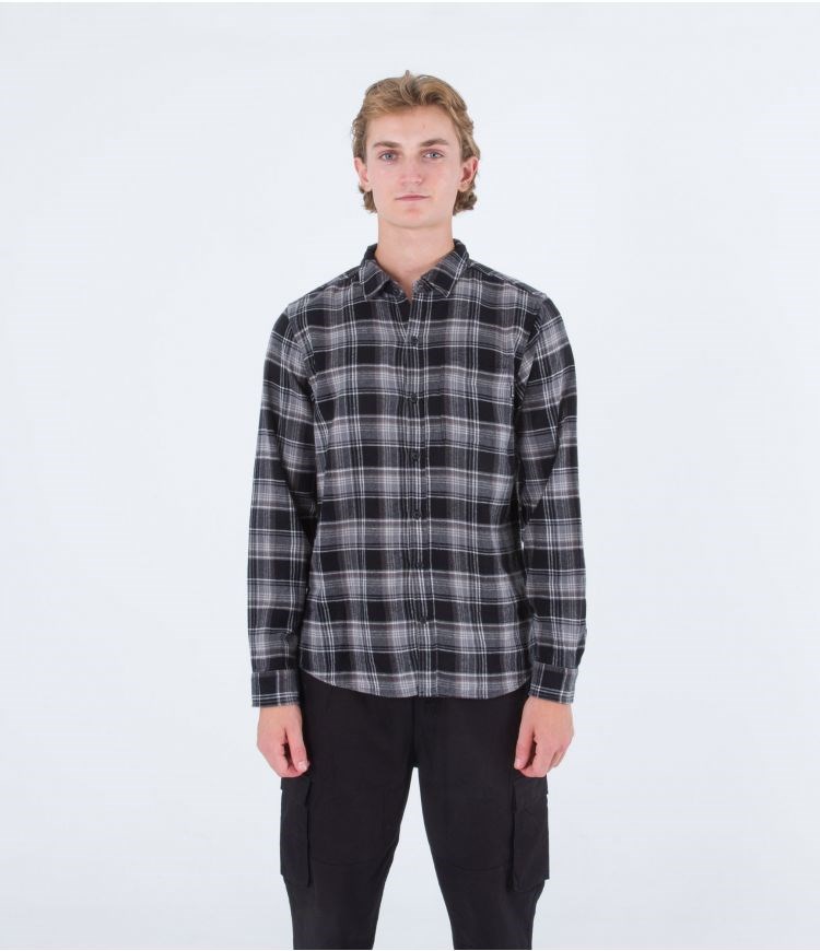 Hurley Shirt Flannel Portland Organic Schwarz | 02NMQFYZT